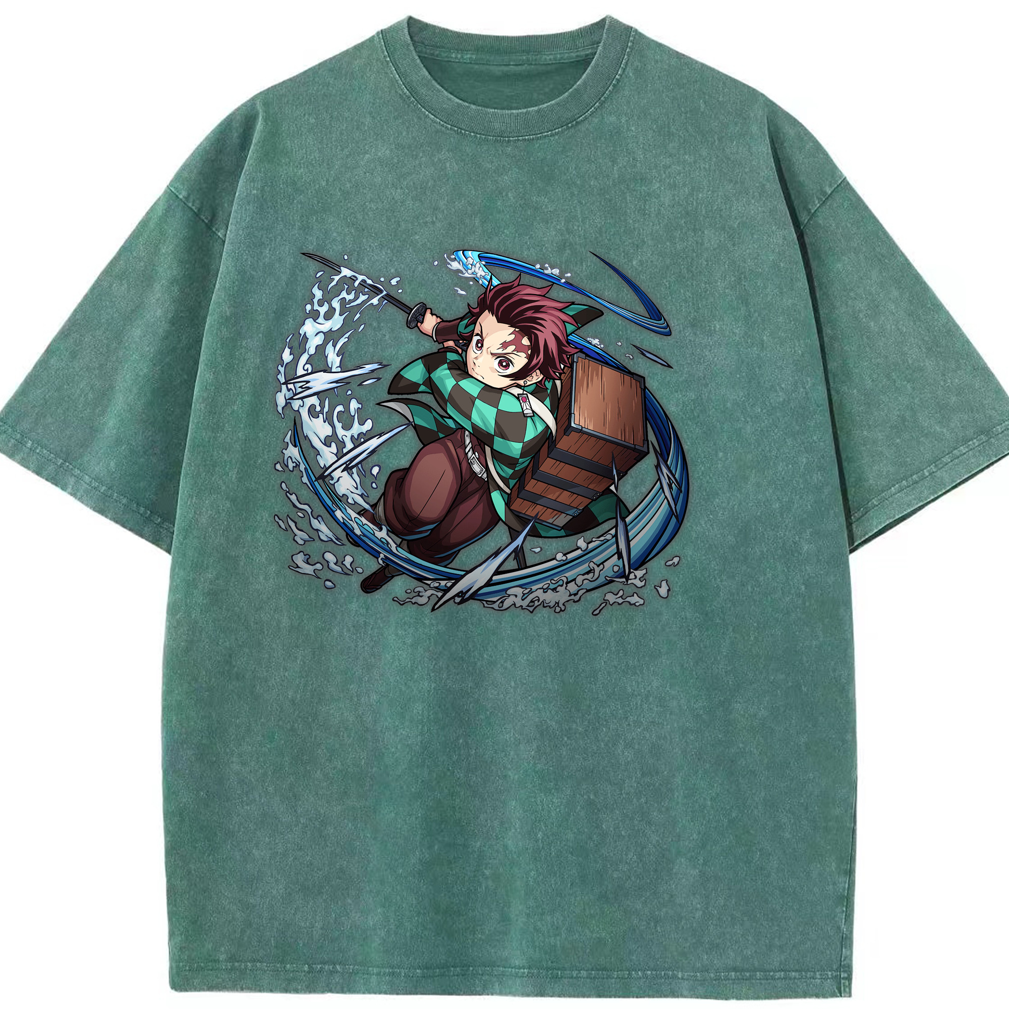 （画像用） 鬼滅の刃 竈門 炭治郎／かまど たんじろう Kamado Tanjirou 綿100% ヴィンテージ風 半袖Tシャツ（フロントプリント）